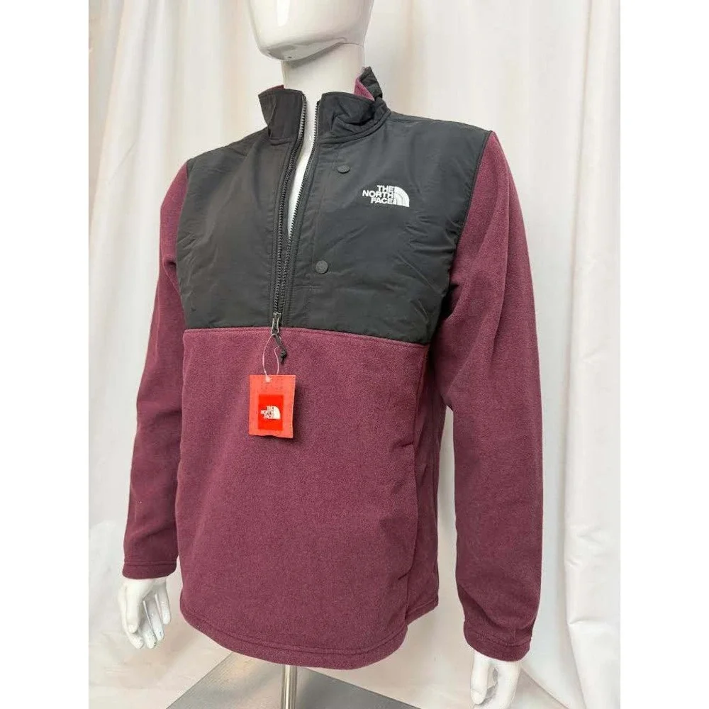 The North Face Men 200WT Quarter Zip Fleece Pullover Burgundy Black L NWT